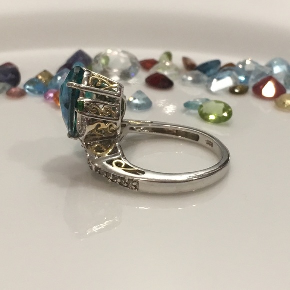 Genuine Peacock Qtz, Russian Diopside/Topaz SS 925 - Picture 4 of 7